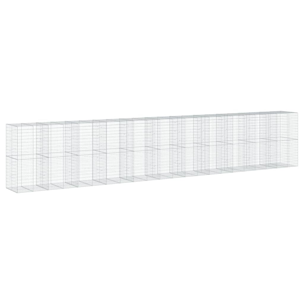 vidaXL Coș gabion cu capac, 1100x100x200 cm, fier galvanizat