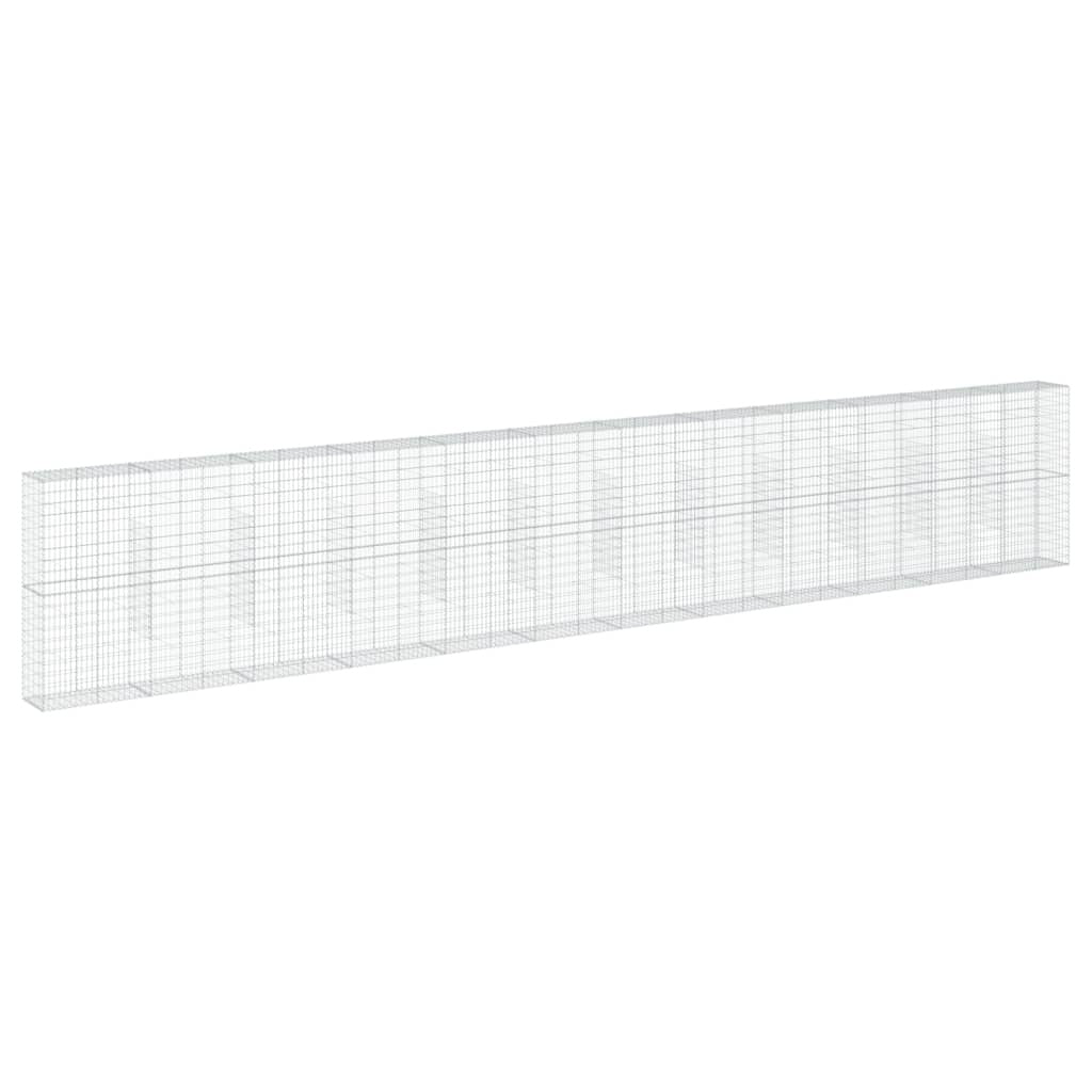 vidaXL Coș gabion cu capac, 1200x50x200 cm, fier galvanizat