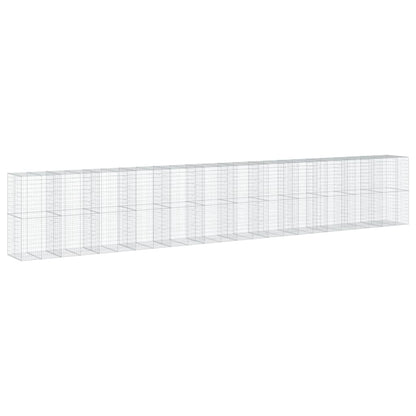 vidaXL Coș gabion cu capac, 1200x100x200 cm, fier galvanizat