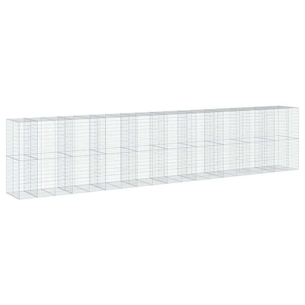 vidaXL Coș gabion cu capac, 950x100x200 cm, fier galvanizat