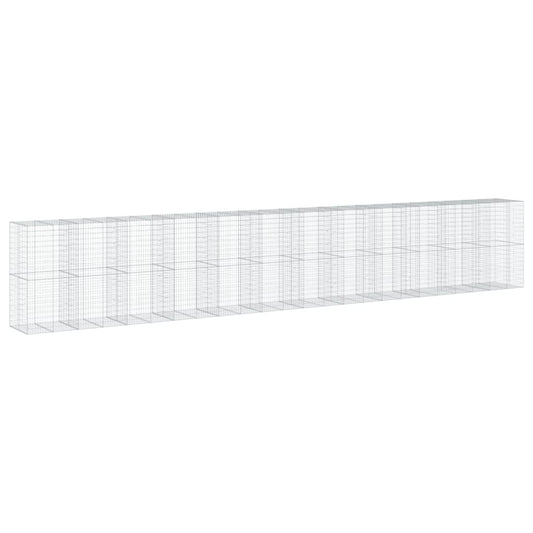 vidaXL Coș gabion cu capac, 1200x100x200 cm, fier galvanizat