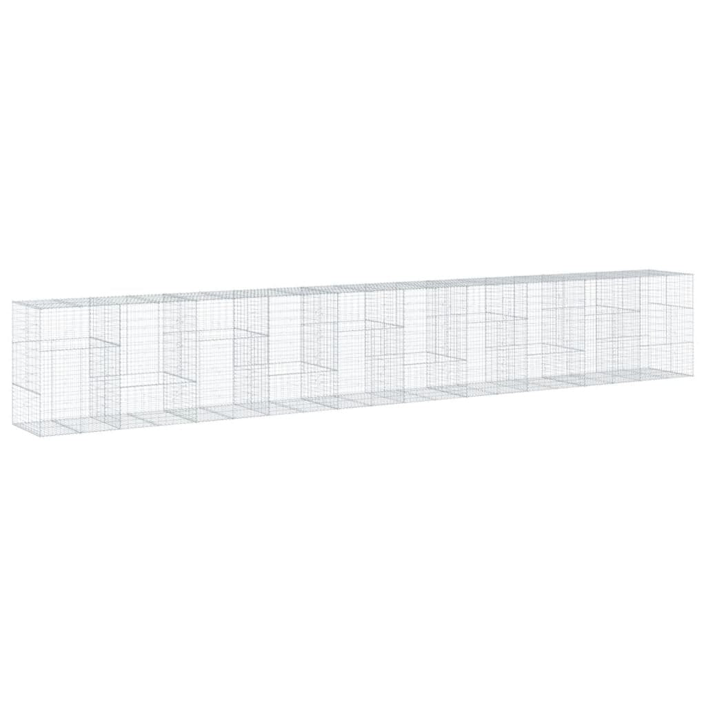 vidaXL Coș gabion cu capac, 1000x100x150 cm, fier galvanizat