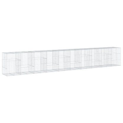 vidaXL Coș gabion cu capac, 1000x100x150 cm, fier galvanizat