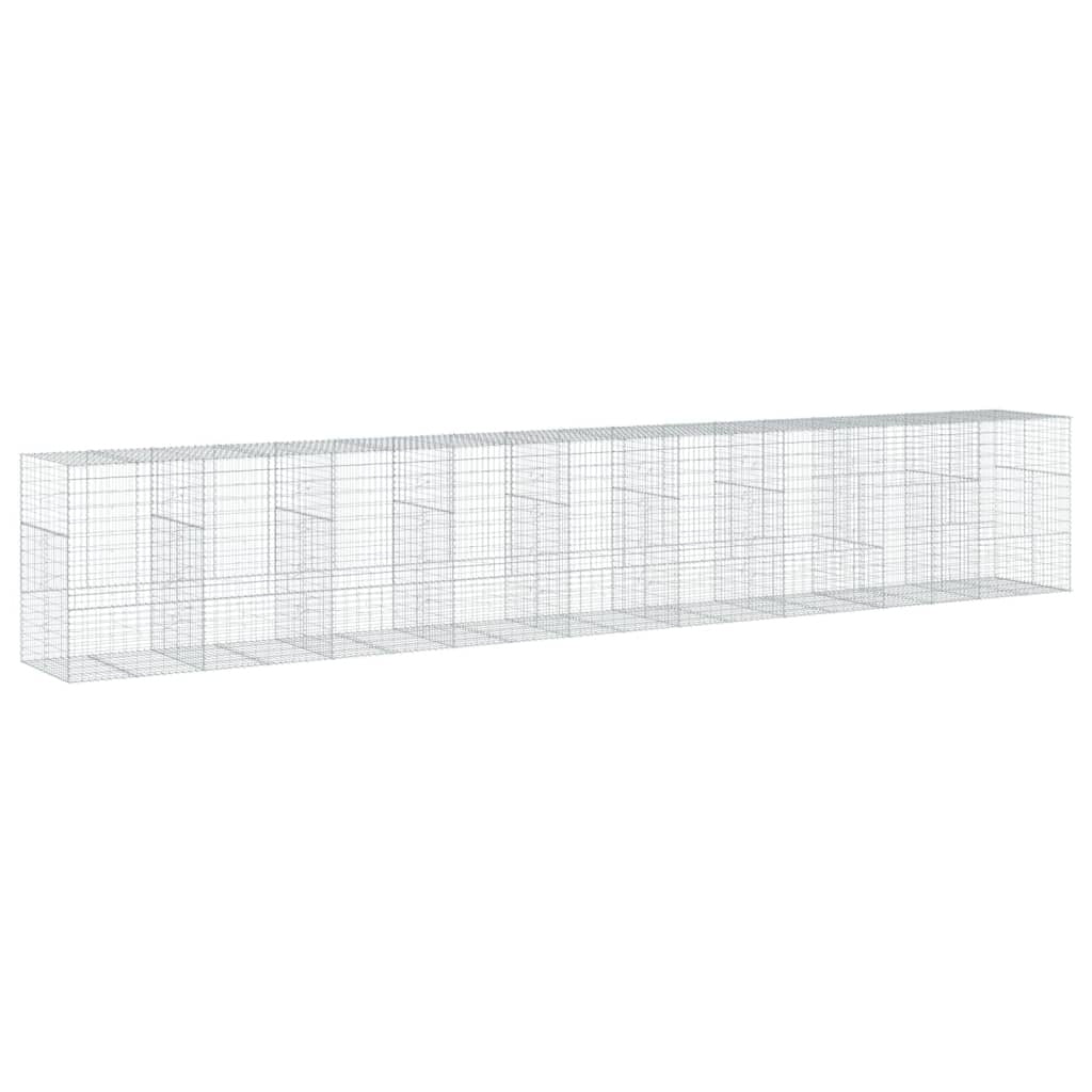 vidaXL Coș gabion cu capac, 900x100x150 cm, fier galvanizat