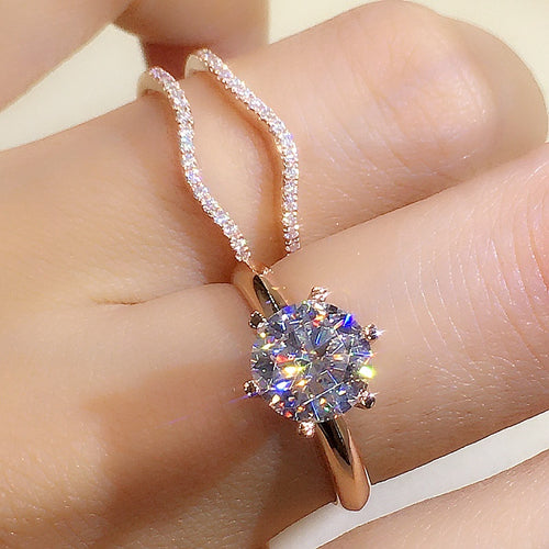 18K Gold Two-in-one Mosonite For Women's Matching Ring