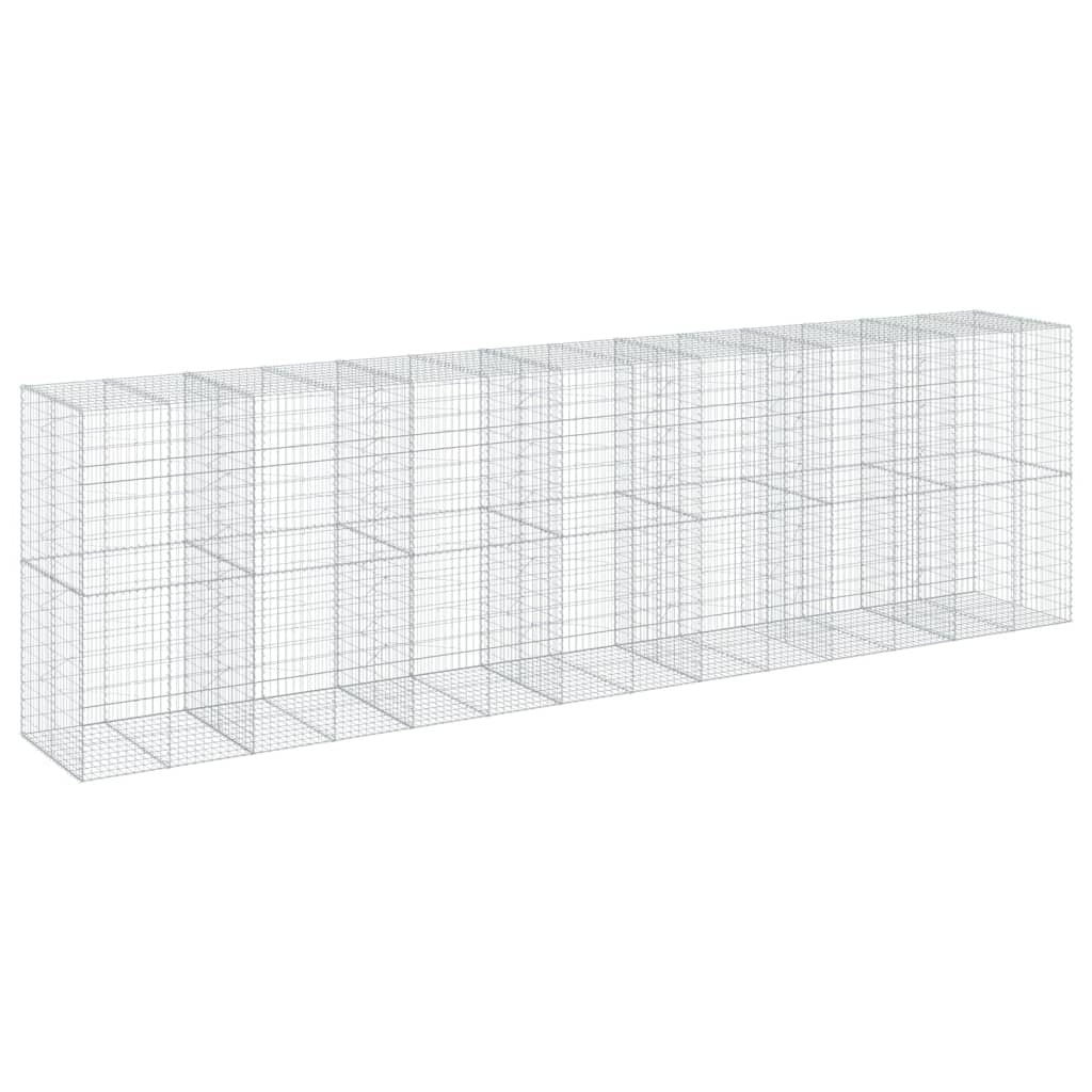 vidaXL Coș gabion cu capac, 700x100x200 cm, fier galvanizat